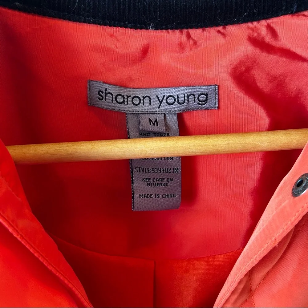 Sharon Young Quilted Classic Preppy Heritage Barn Chore Coat Orange Red Vintage - Picture 2 of 15